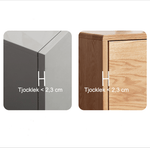 Illustration av kompatibilitet för barnlås – fungerar på skåp och lådor med tjocklek under 2,3 cm