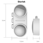 Premium barnlås för dubbeldörrar i vitt, med dubbelrund säkerhetsdesign – mått 11 x 5,2 cm.