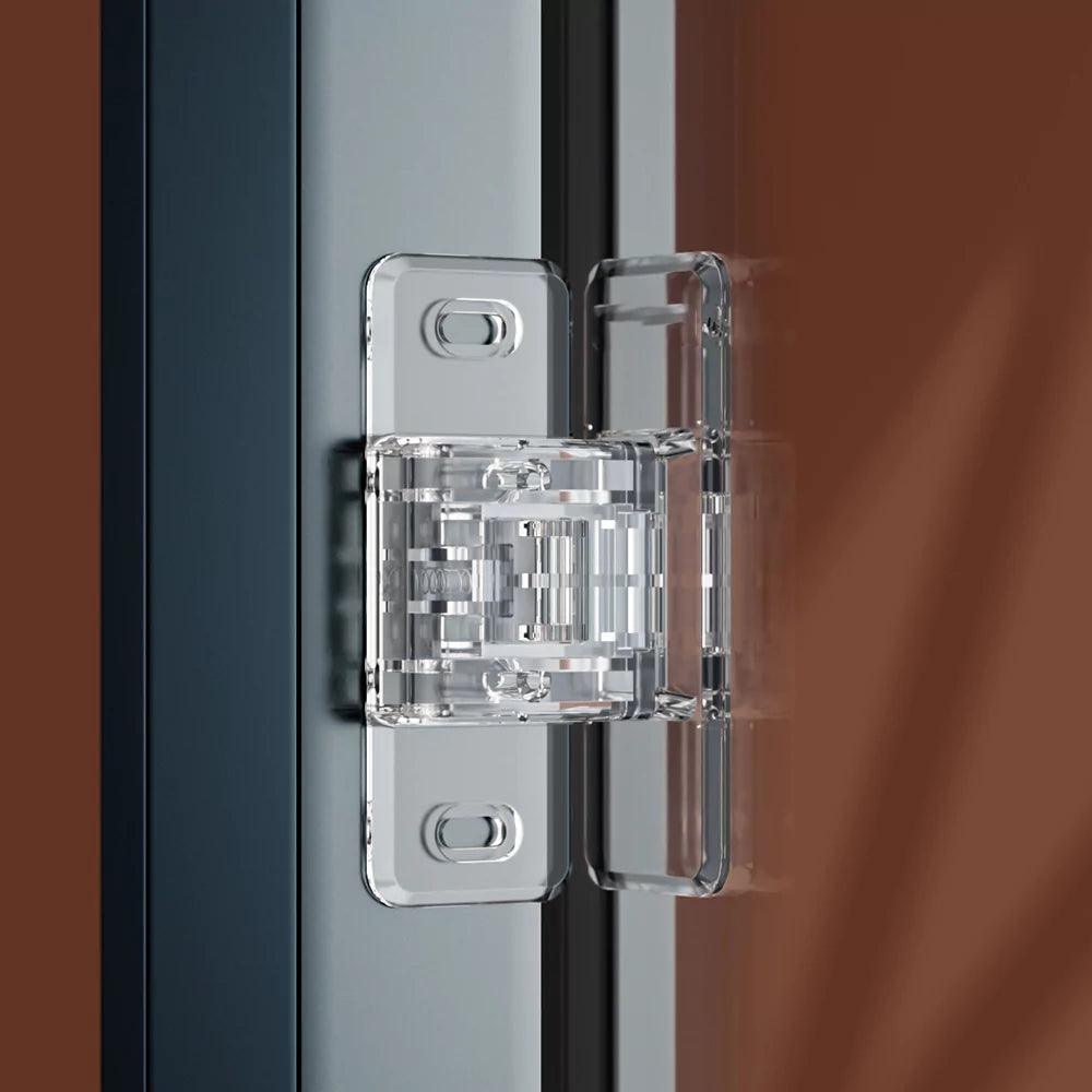 Transparent barnsäkert lås monterat på skjutdörr eller skjutfönster.