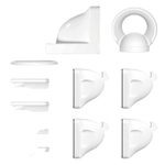 Komplett set med magnetiska barnlås för skåp – inkluderar låsmekanismer, fästen och magnetnyckel.