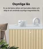 Osynliga magnetiska barnlås för skåp och lådor – diskret och effektiv barnsäkering.