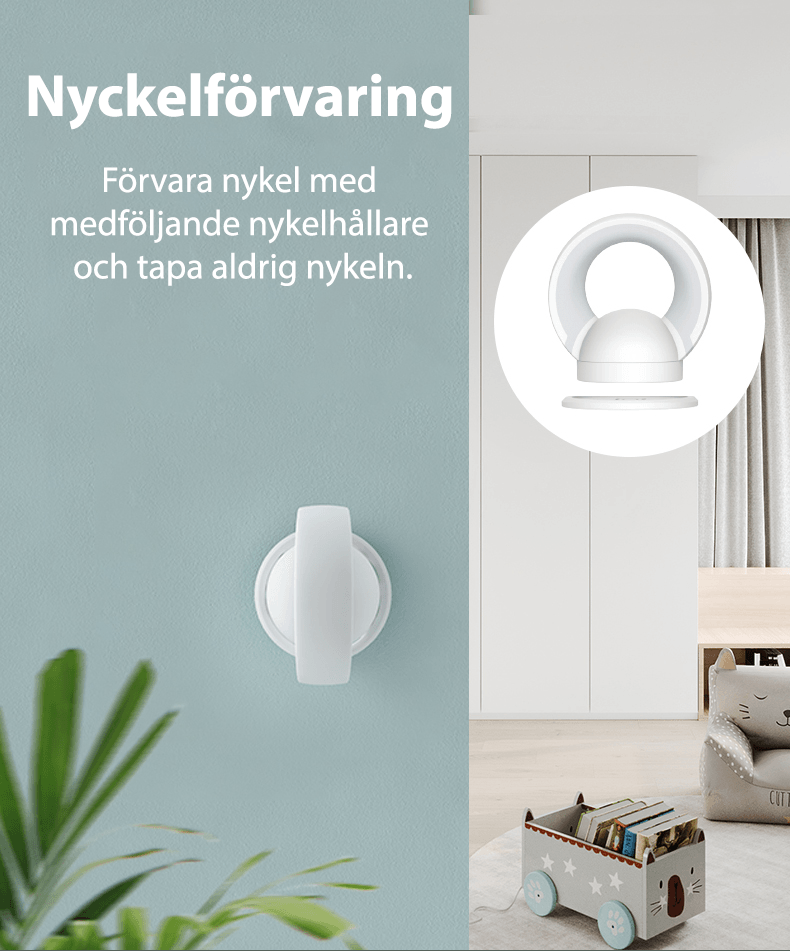 Nyckelförvaring för magnetisk barnlåsningsnyckel – praktisk hållare som håller nyckeln på plats.