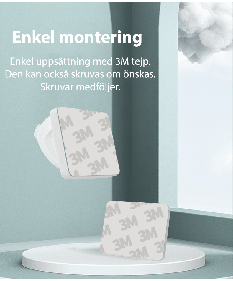 Enkel montering av magnetiskt barnlås med 3M-tejp – kan även skruvas fast, skruvar ingår.