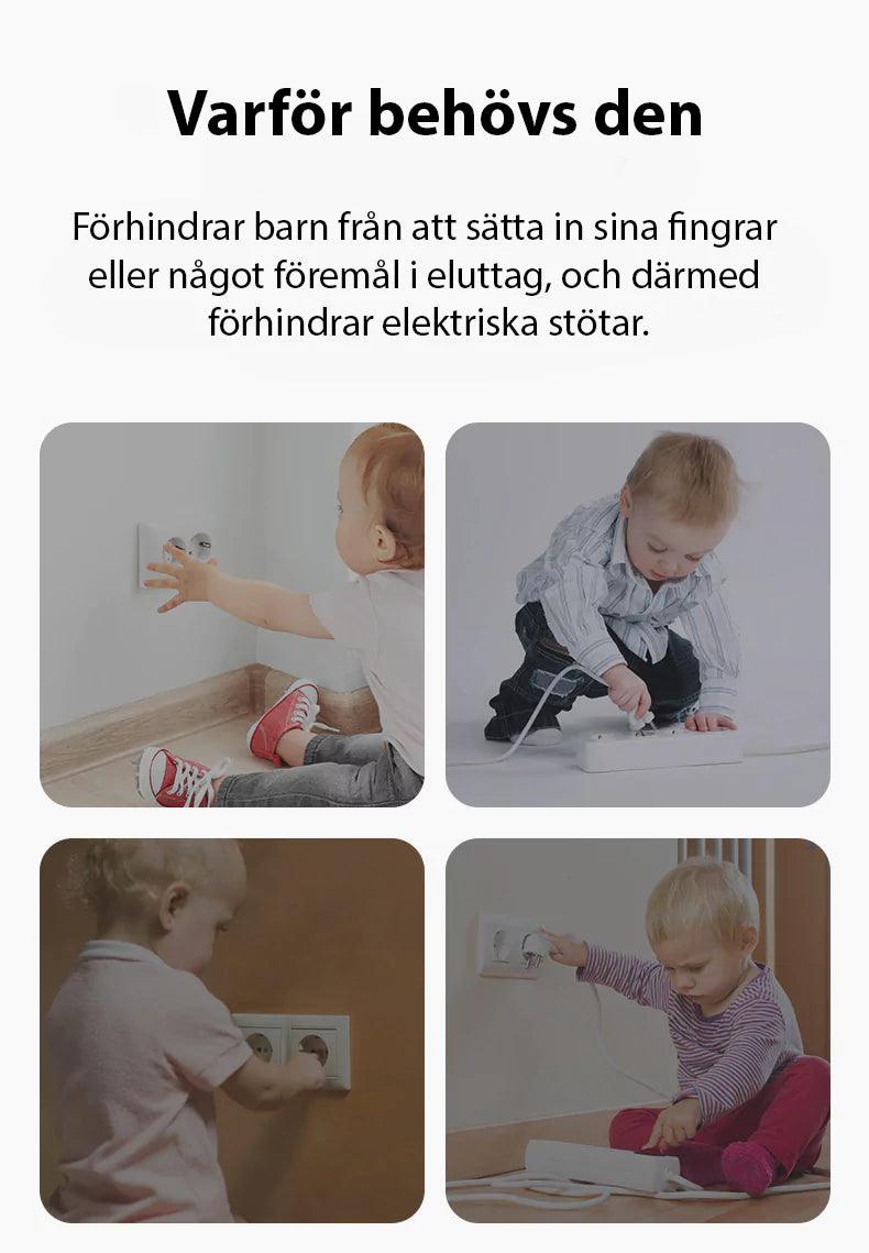 Barn som försöker peta i eluttag och kontaktdosor, vilket visar varför barnsäkra petskydd för eluttag behövs för att förhindra elektriska olyckor.