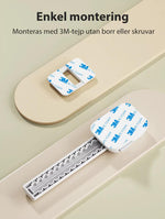 Enkel montering av barnsäkert toalettlås med stark 3M-tejp utan behov av borr eller skruvar.